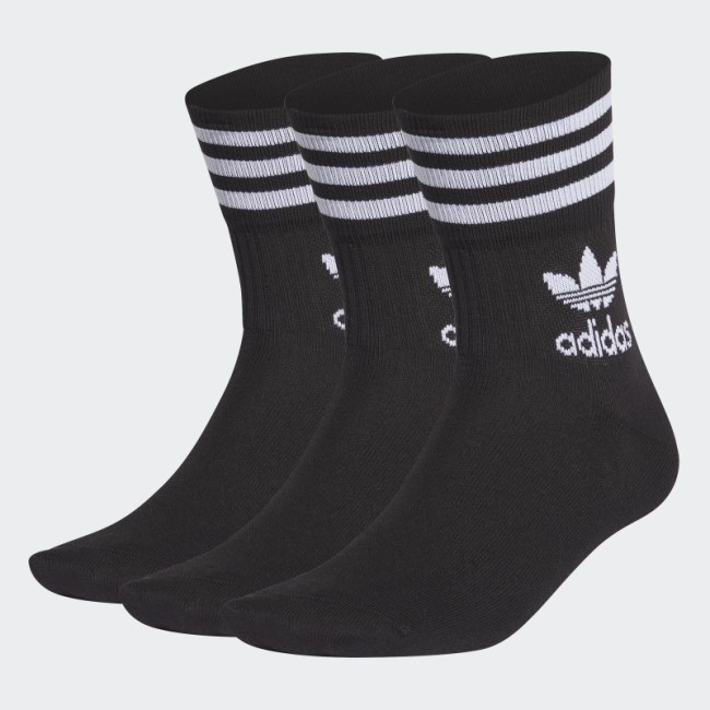 Adidas Black Mid Cut Crew Socks 3 Pairs