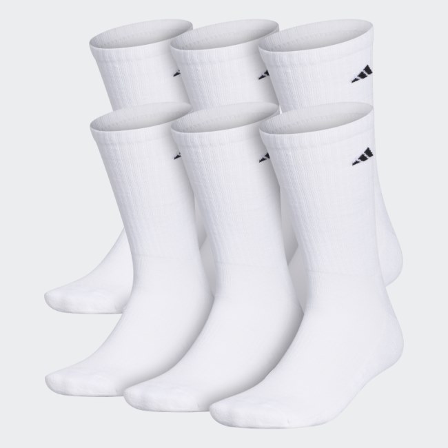 Athletic Cushioned Crew Socks 6 Pairs Adidas White
