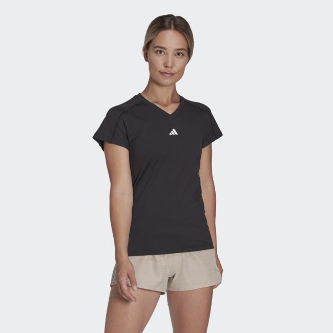 Black Adidas AEROREADY Train Essentials Minimal Branding V-Neck Tee