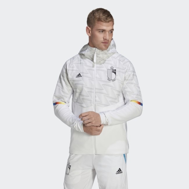 Adidas Belgium Game Day Full-Zip Travel Hoodie White