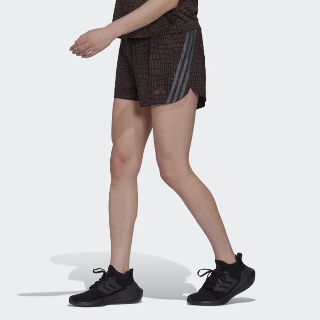 Adidas Black Run Icons 3-Stripes Crocodile Print Running Shorts