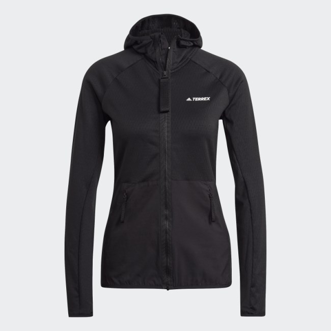 Adidas Terrex Tech Flooce Light Hooded Hiking Jacket Black