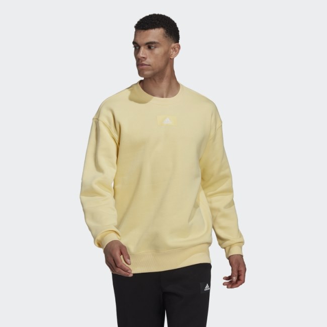 Essentials FeelVivid Cotton Fleece Drop Shoulder Sweatshirt Adidas Yellow