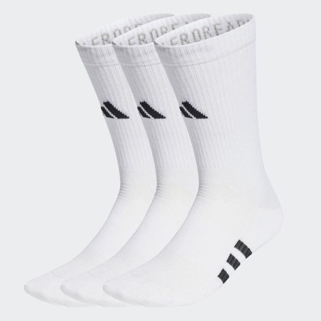 Adidas White Performance Light Crew Socks 3 Pairs
