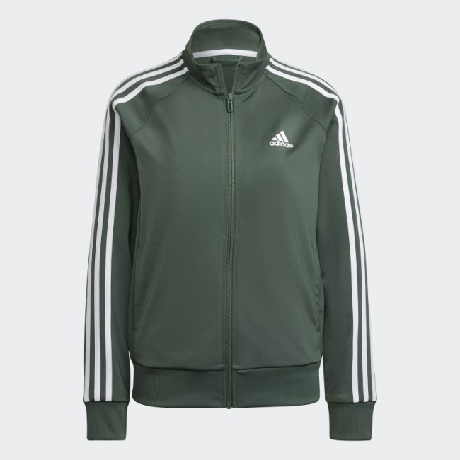 Adidas Green Oxide Primegreen Essentials Warm-Up Slim 3-Stripes Track Jacket