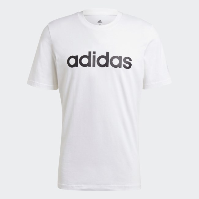 White Adidas Essentials Linear Embroidered Logo Tee
