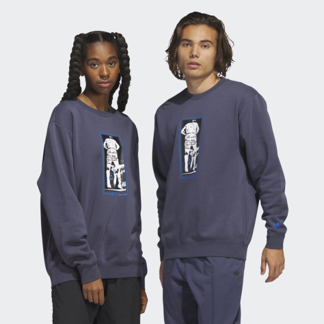 Adidas Navy Graphic Shmoofoil Crewneck Sweatshirt