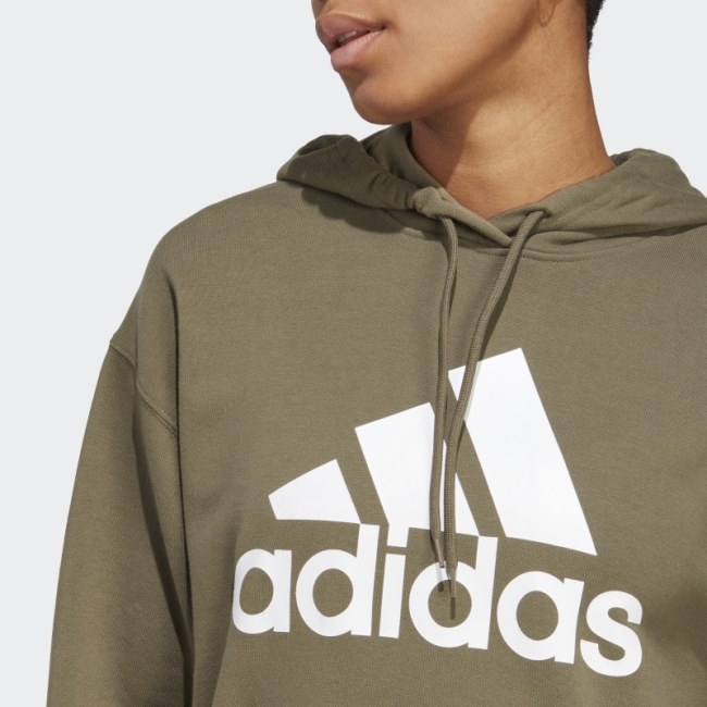 Olive Essentials Big Logo Oversized French Terry Hoodie Adidas