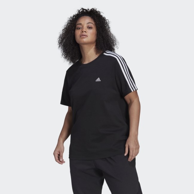 Essentials Slim 3-Stripes Tee (Plus Size) Adidas Black