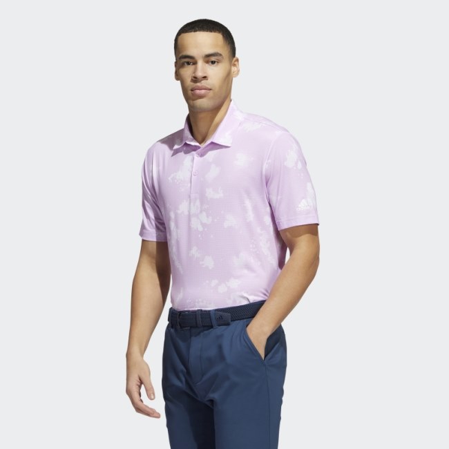 Adidas Lilac Splatter-Print Polo Shirt