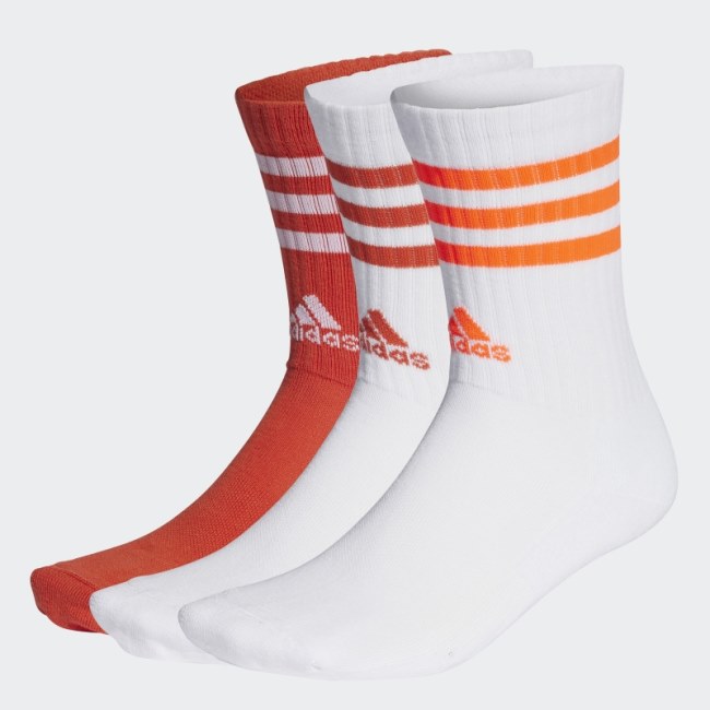 Adidas 3-Stripes Cushioned Crew Socks 3 Pairs Red