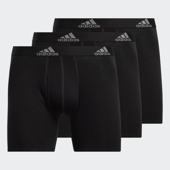 Adidas Black Stretch Cotton Boxer Briefs 3 Pairs (Big and Tall)