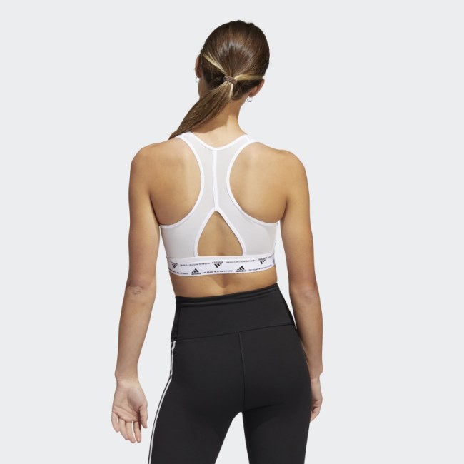 Adidas Powerreact Training Medium-Support 3-Stripes Bra Hot White