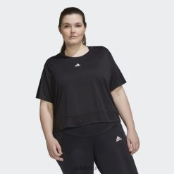 Adidas Shoes 8NL882855 Adidas Women Black AEROREADY Studio Loose Crop Tee (Plus Size) Black/White