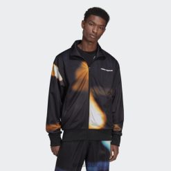 Adidas Shoes 8NL887235 Adidas Men Black Graphics Y2K Track Jacket Black/Orange Rush