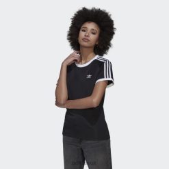Adidas Shoes 8NL889967 Adidas Women Adicolor Classics Slim 3-Stripes Tee Black Black