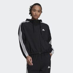 Adidas Special 8NL8810280 Adidas Women Essentials Repeat Logo Loose-Fit Windbreaker Black Black/White