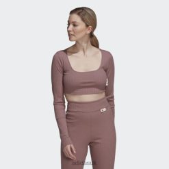 Adidas Special 8NL8810364 Adidas Women Studio Lounge Ribbed Cropped Long Sleeve Tee Purple Purple