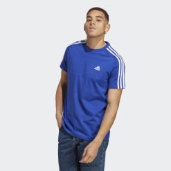 Adidas Special 8NL8813144 Adidas Men Blue Essentials Single Jersey 3-Stripes T-Shirt Blue/White