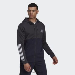 Adidas Special 8NL8815316 Adidas Men Carbon Essentials Colorblock Fleece Full-Zip Hoodie Carbon/Ink