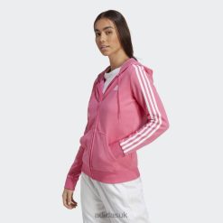Adidas Special 8NL882560 Adidas Women Magenta Essentials Fleece 3-Stripes Full-Zip Hoodie Magenta/White