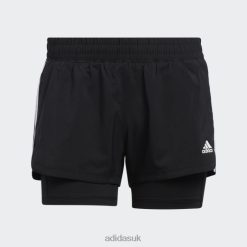 Adidas Special 8NL882648 Adidas Women Pacer 3-Stripes Woven Two-in-One Shorts Black Black/White