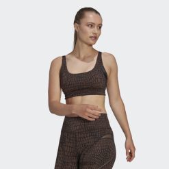 Adidas Special 8NL882704 Adidas Women Brown Powerimpact Luxe Training Medium-Support HIIT Print Bra Brown/Carbon