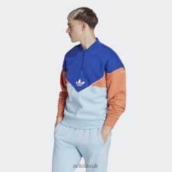 Adidas Special 8NL886548 Adidas Men Adicolor Seasonal Archive Half-Zip Crew Sweatshirt Blue Blue/Sky/Hazy Copper