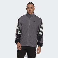 Adidas Special 8NL887288 Adidas Men Trace Grey Future Icons 3-Stripes Polar Fleece Track Top Trace Grey