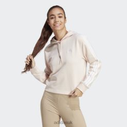 Adidas Special 8NL889064 Adidas Women Quartz Essentials 3-Stripes French Terry Crop Hoodie Quartz/White