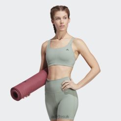 Adidas Special 8NL889072 Adidas Women CoreFlow Medium-Support Bra Silver Green Adidas Silver Green