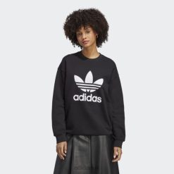 Adidas Special 8NL889132 Adidas Women Trefoil Crew Sweatshirt Black Adidas Black/White