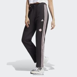 Adidas Special 8NL889492 Adidas Women 3-Stripes High Rise Joggers with Chenille Flower Patches Black Adidas Black