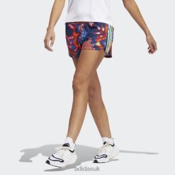 Adidas Trainers 8NL8810401 Adidas Women Mystery Blue FARM Rio Pacer 3-Stripes Knit Shorts Adidas Mystery Blue/Hi-Res Yellow