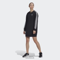 Adidas Trainers 8NL8810457 Adidas Women Black Essentials 3-Stripes Crew Dress Black/White