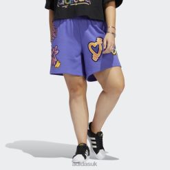 Adidas Trainers 8NL8810701 Adidas Women Purple Love Unites Loose Shorts (Plus Size) Adidas Purple/Multicolor