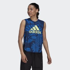 Adidas Trainers 8NL8810725 Adidas Women Mystery Blue FARM Rio Tank Top Adidas Mystery Blue/Hi-Res Yellow