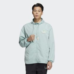 Adidas Trainers 8NL881205 Adidas Men Hazy Green Adicolor Windbreaker Hazy Green/White