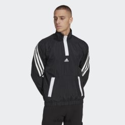 Adidas Trainers 8NL881265 Adidas Men Black Future Icons 3-Stripes Woven 1/4 Zip Sweater Black