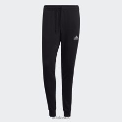 Adidas Trainers 8NL8813205 Adidas Men Black Essentials Fleece Fitted 3-Stripes Joggers Black/White