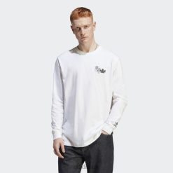 Adidas Trainers 8NL8813353 Adidas Men White Hack the Elite Graphic Long Sleeve T-Shirt Adidas White