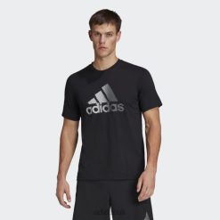 Adidas Trainers 8NL8814685 Adidas Men Black AEROREADY Designed to Move Sport Logo Tee Adidas Black