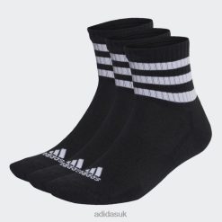 Adidas Trainers 8NL8815477 Adidas Unisex Black 3-Stripes Cushioned Sportswear Mid-Cut Socks 3 Pairs Adidas Black/White