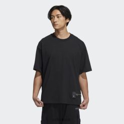 Adidas Trainers 8NL881637 Adidas Men Black Zip Short Sleeve Tee Black