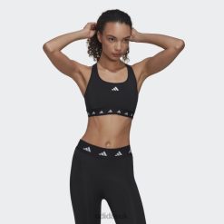 Adidas Trainers 8NL882417 Adidas Women Black Powerreact Training Medium-Support Techfit Bra Hot Black