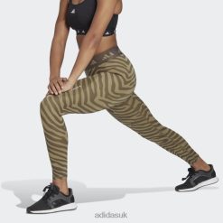 Adidas Trainers 8NL882781 Adidas Women Hyperglam Techfit High-Waisted 7/8 Zebra Leggings Orbit Green Multicolor/Orbit Green