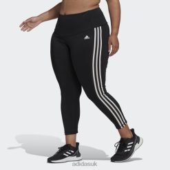 Adidas Trainers 8NL882833 Adidas Women Designed to Move High-Rise 3-Stripes 7/8 Sport Leggings (Plus Size) Black Black/White