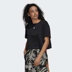 Adidas Trainers 8NL883053 Adidas Women Black AEROREADY Studio Loose Crop Tee Black/White