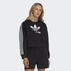 Adidas Trainers 8NL883165 Adidas Women Black Adicolor Split Trefoil Sweatshirt Adidas Black
