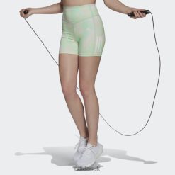 Adidas Trainers 8NL883177 Adidas Women Multicolor Hyperglam AEROREADY Training High-Rise Marble-Print Tight Shorts Adidas Multicolor/Mint